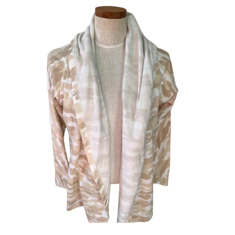 Lucky Brand Cloud Cardigan Sweater Cream Camo Print S